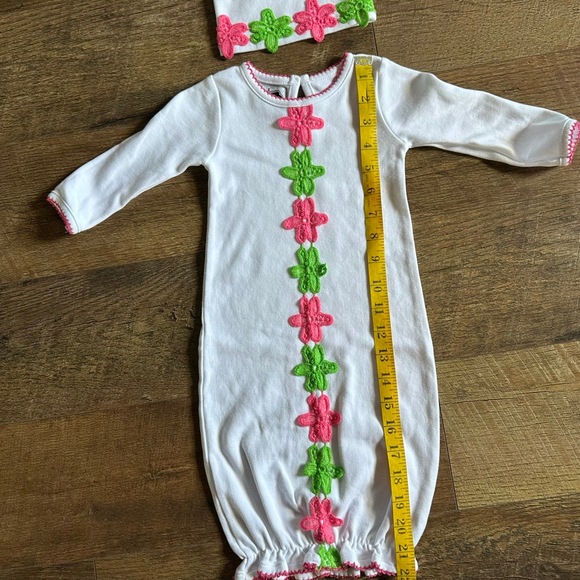Baby Mud Pie Bodysuit 3-6 Months White Pink Green Floral - Picture 11 of 15